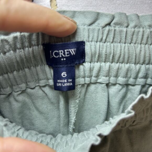 J.Crew Wide Leg Drawstring Linen Blend Pants Womens 6 Olive Green With Pockets - Picture 2 of 9
